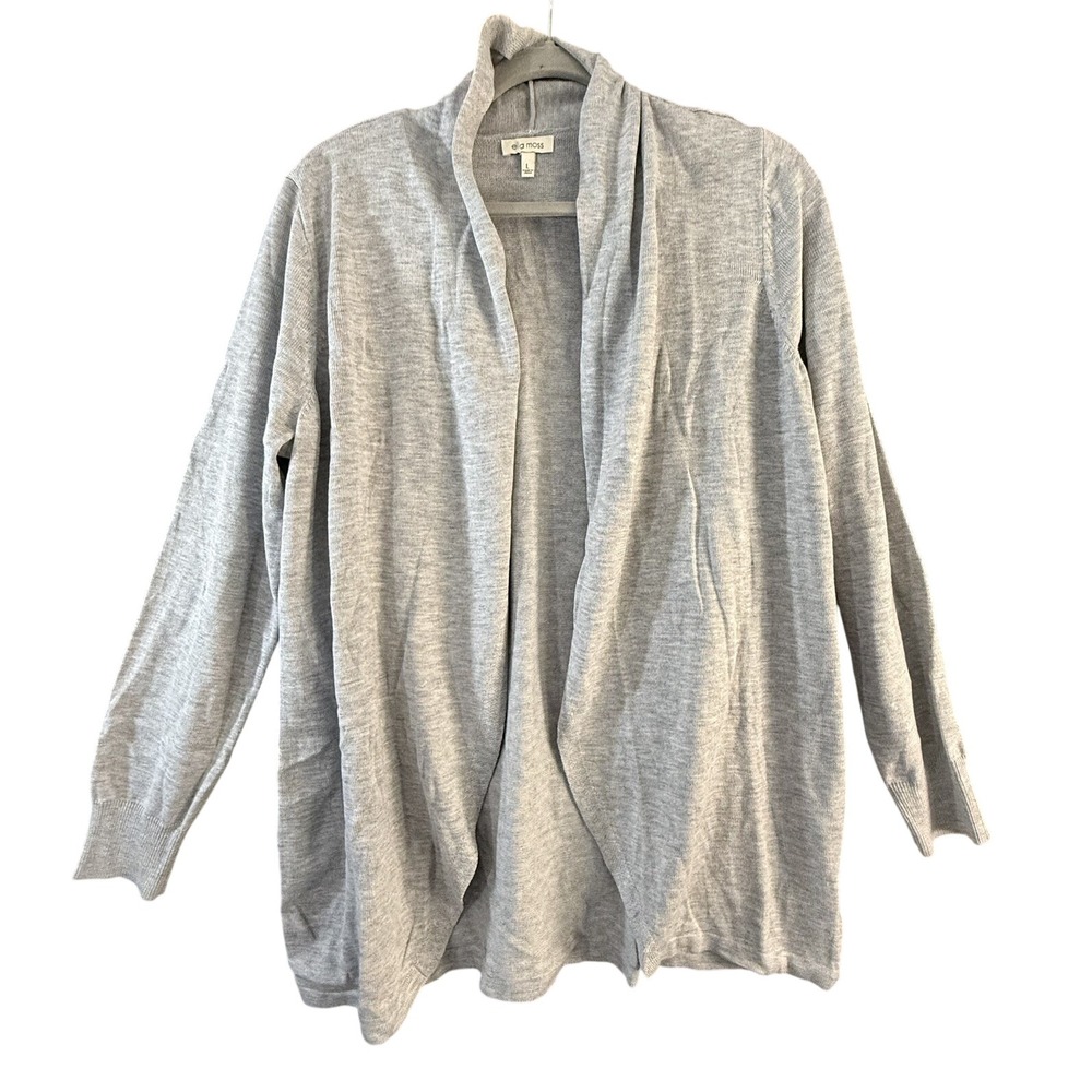 ELLA MOSS WOMEN'S CARDIGAN LIGHTWEIGHT SWEATER (HEATHER GRAY LARGE)